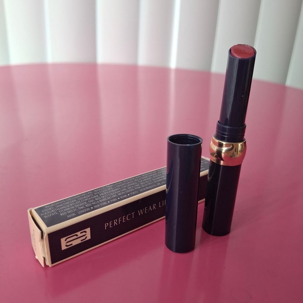 Avon Perfect Wear Lipstick Mauve Pink Long Lasting Slim Case NOS Vintage